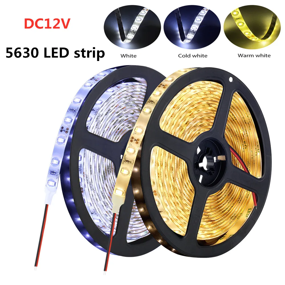 

50M/LOT Waterproof/NO waterproof 300-SMD 5630 Flexible LED Ribbon Light Warm White LED Strip with adhesive back tape