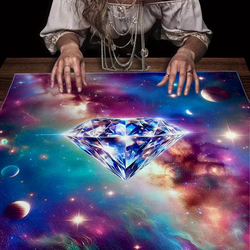Cosmic Diamond Galaxy Tablecloth Mat for Home Decor Astrology Crystal Display Surface Cover