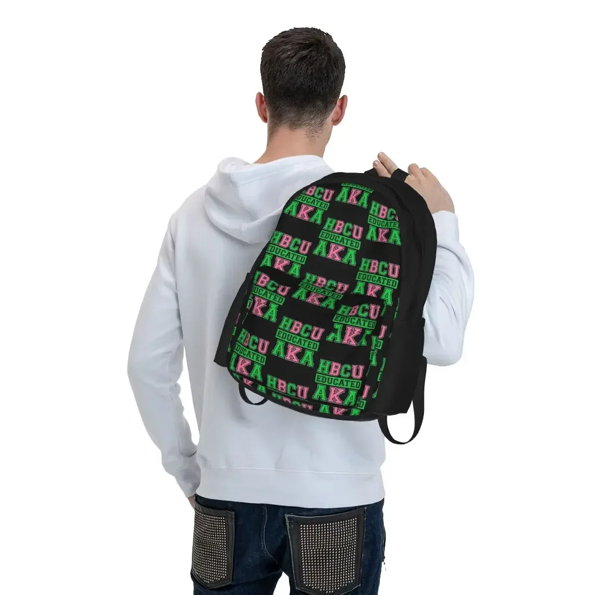 HBCU Grad AKA Sorority Paraphernalia, HBCU Educated AKA Backpacks Bookbag School Bags Rucksack Laptop Rucksack Shoulder Bag