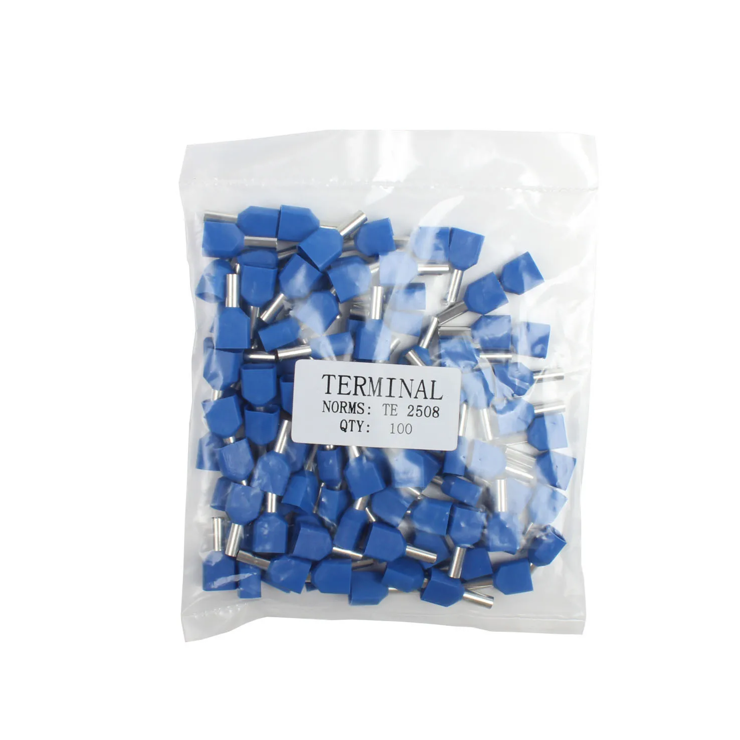 DIANQI TE2508 Hai Trước Cách Nhiệt Ống Hình Cấp Ép Lạnh Thiết Bị Đầu Cuối/Cáp Kết Nối/Dây Cổng Kết Nối 100 cái/gói