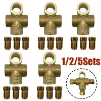1/2/5 juegos de piezas en T de freno de 3 vías con 3 tuercas macho M10 3/16 ""accesorios de tubería de freno adaptador de conector de unión acampanada