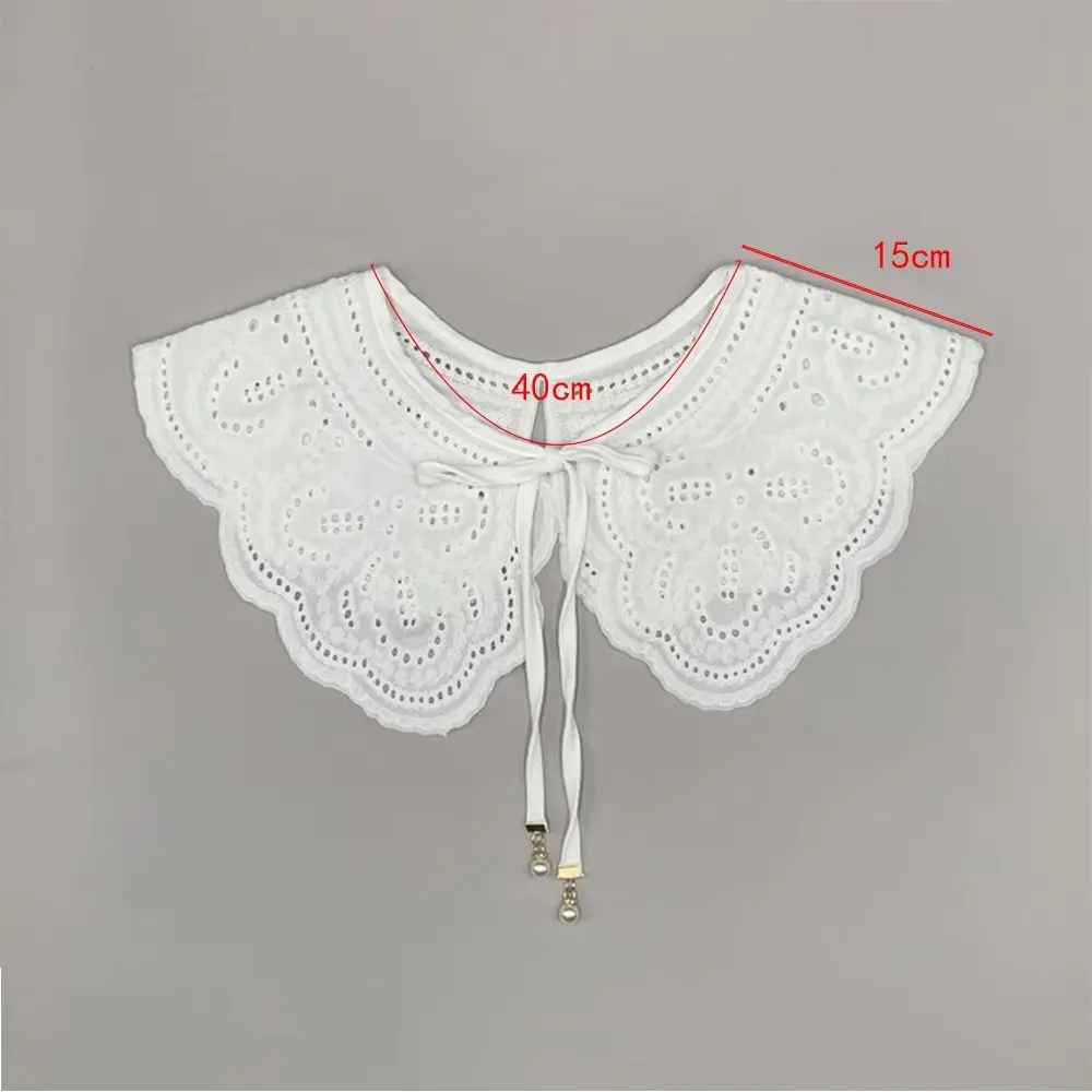 Japanese Women Girls Lolita Doll Ruffles Fake Collar Shoulder Wrap Detachable Mesh Embroidery Floral Lace Shawl Wrap Cape Half