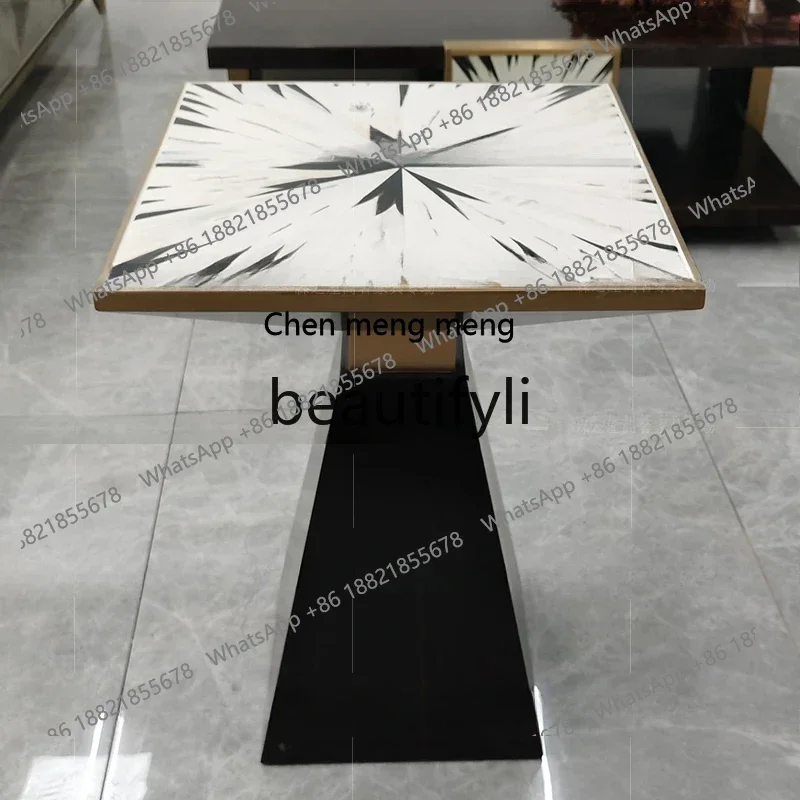 Light luxury style living room corner table small coffee table veneer panel painting