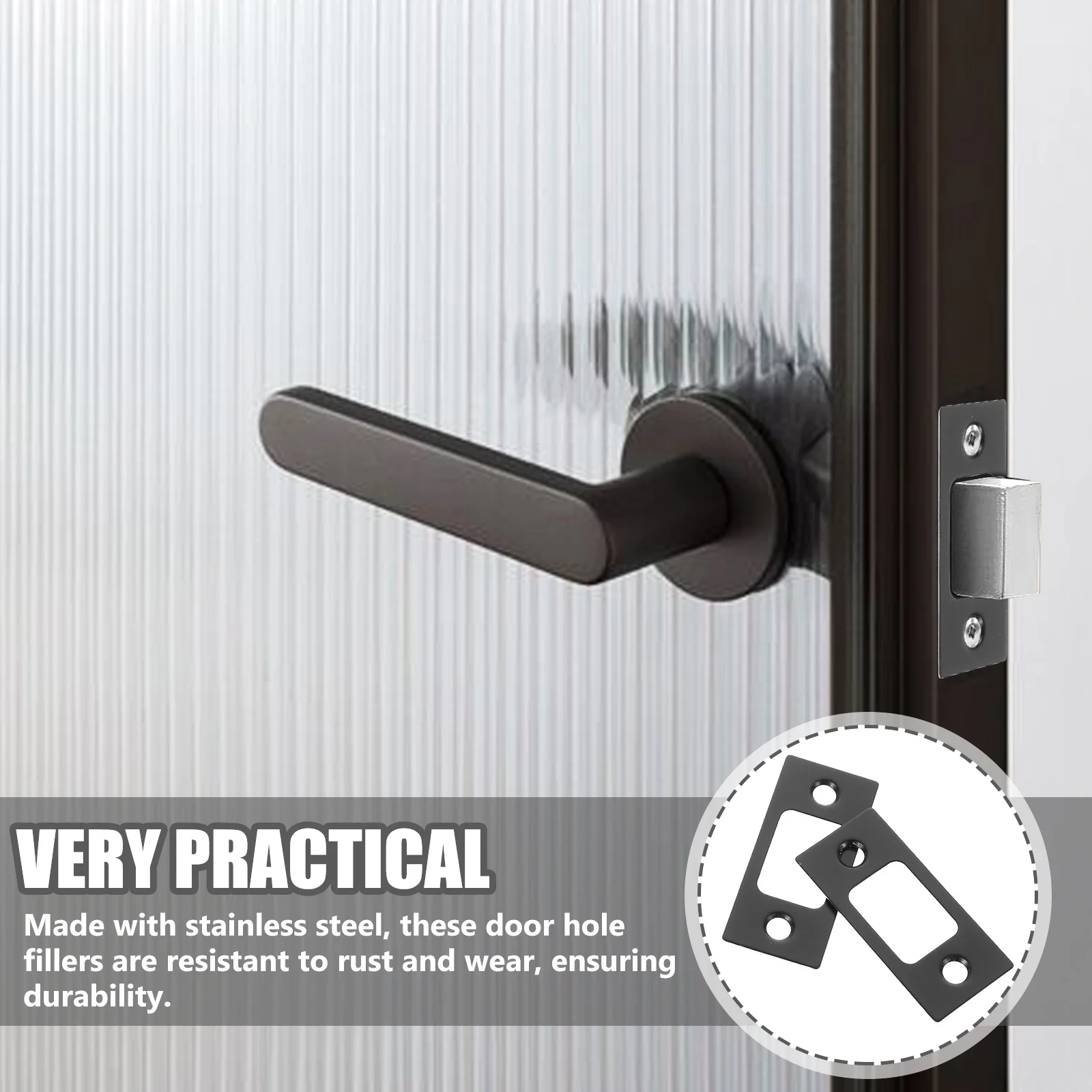 

2pcs Stainless Steel Deadbolt Strike Cover Reinforcement Replacement Durable Rust Resistant Easy Installation Knob Repair Kit