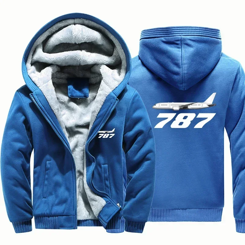 Novo Casaco Masculino de Moletom Grosso com Zíper e Capuz de Lã Quente para Pilotos de Aviação 787