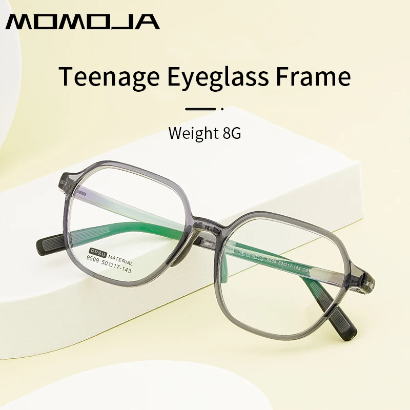 MOMOJA 2024 New TR90 Eyeglass Frame Men Women High Quality Oval Ultralight Fashion Designer Configurable prescription Lens 9509