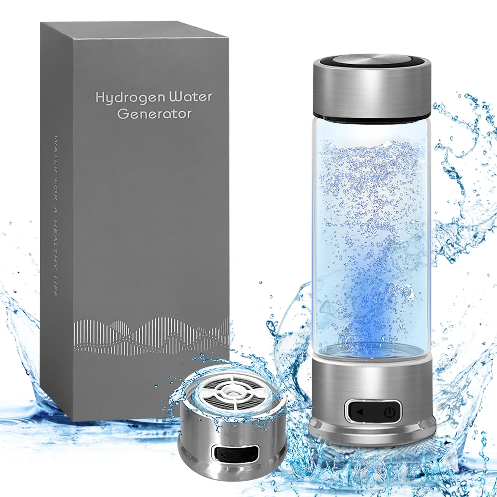 Hydrogen Water Bottle, Hydrogen Water Bottle Generator, 1500 PPB Smart Electrolysis H2 Water Ionizer with SPE/PEM Technology