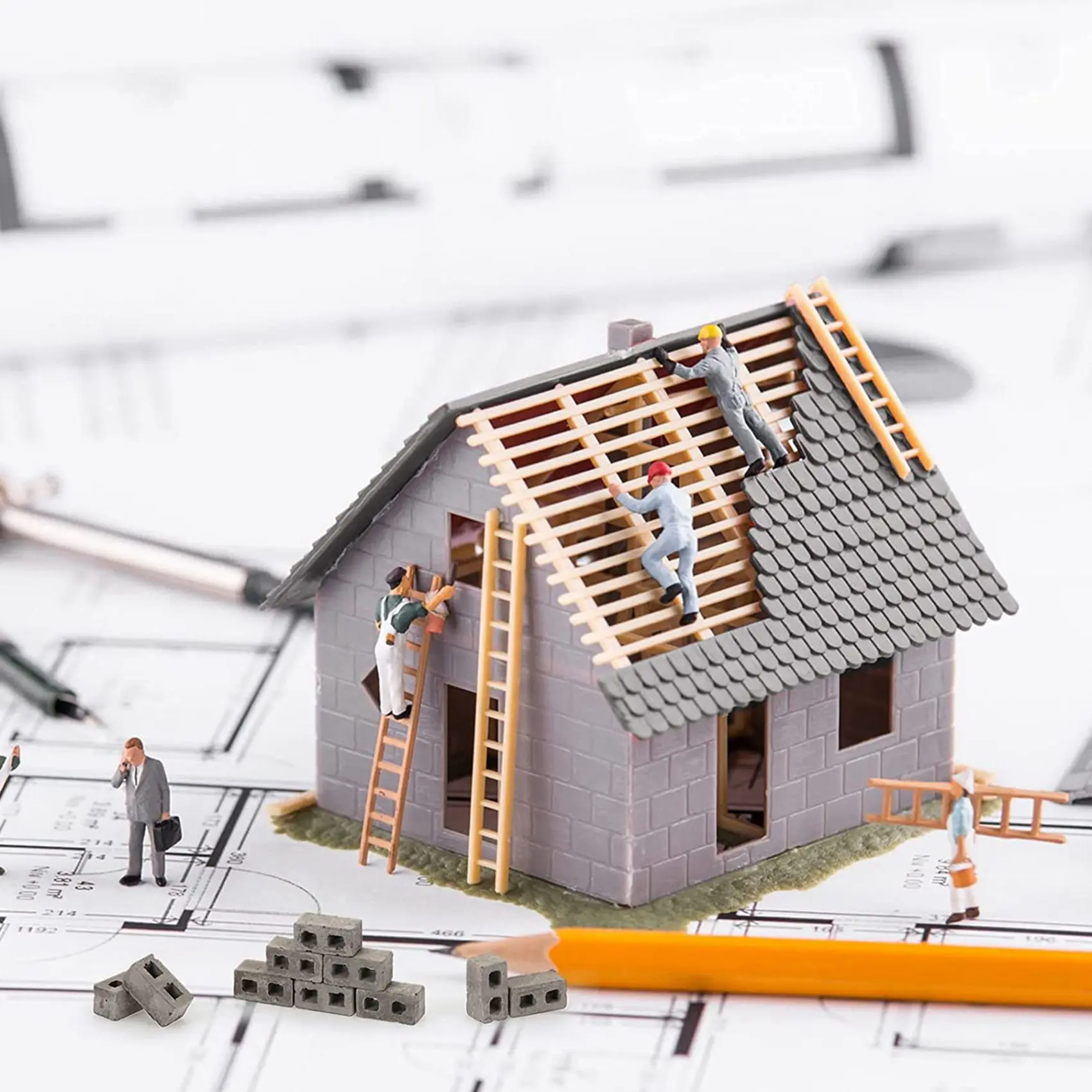 120 Packs Cinder Blokken 1/12 Schaal Mini Bakstenen Beton Miniatuur Bakstenen Kleine Landschapsarchitectuur Poppenhuis Accessoires