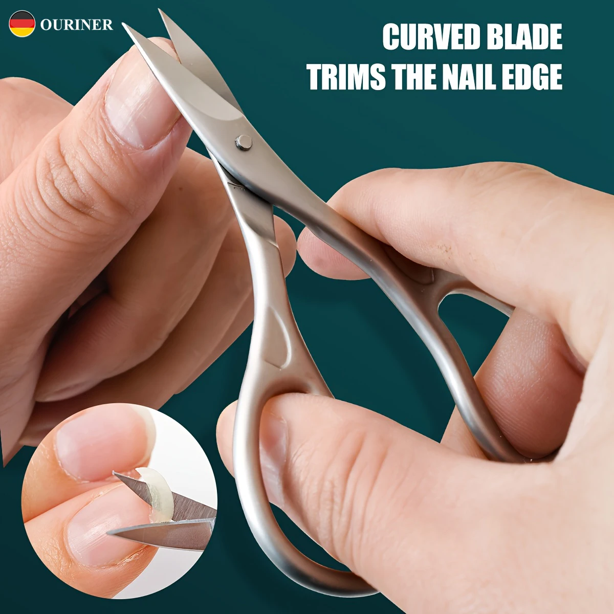 1pc Stainless Steel Nail Scissors for s & Adults Curved Ergonomic Design, Concave Blades for Trimming, Durable Pedicure & Manicu