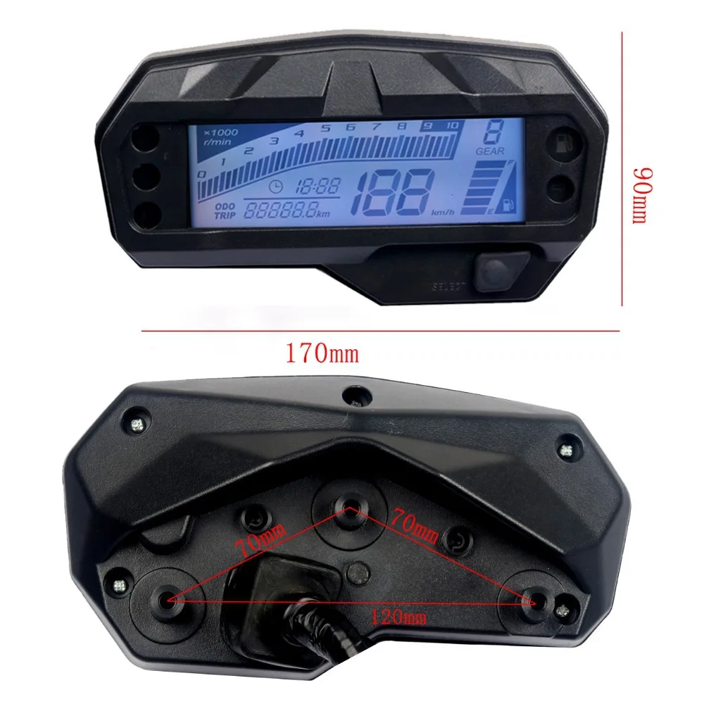 Per Yamaha FZ16 temperatura dell\'acqua contagiri Moto contachilometri digitale tachimetro misuratore misuratore Moto Tacho strumento