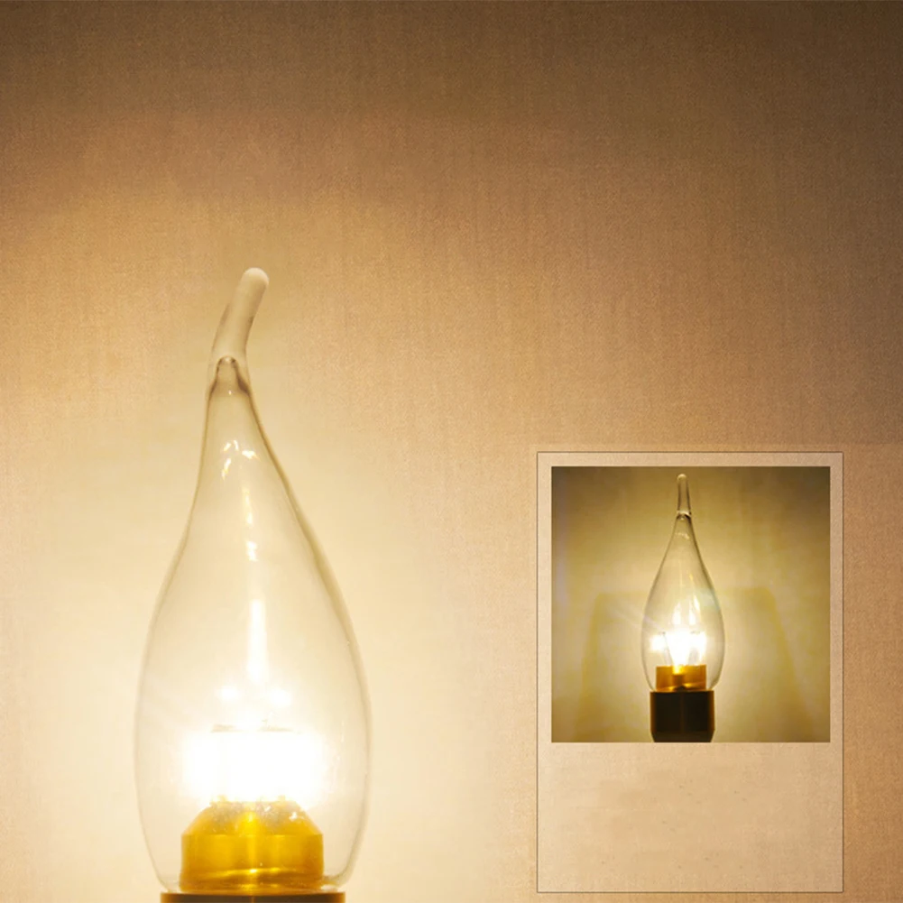 Vintage LED Candle Light Bulb, Retro Chandelier Lamp, Energy Saving Lights para quarto, Decoração do quarto, E14, 220V