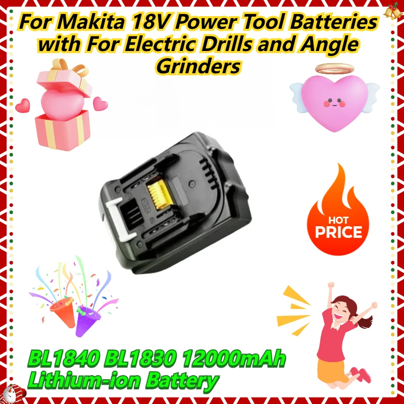 

12000mAh Lithium-ion Battery For Makita 18V Power Tool Batteries BL1840 BL1830 with For Electric Drills and Angle Grinders