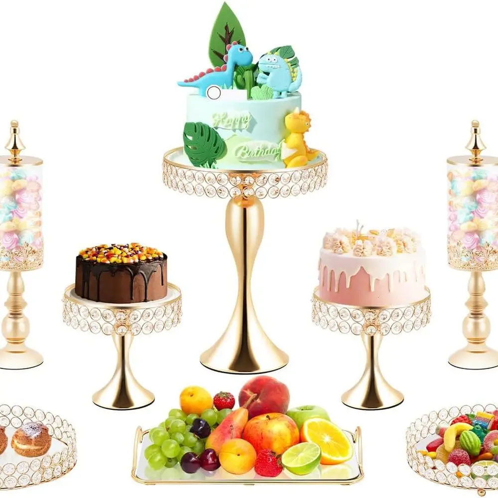

Gold Metal Dessert Stand Set with 10 Pieces for Party and Celebration Displays