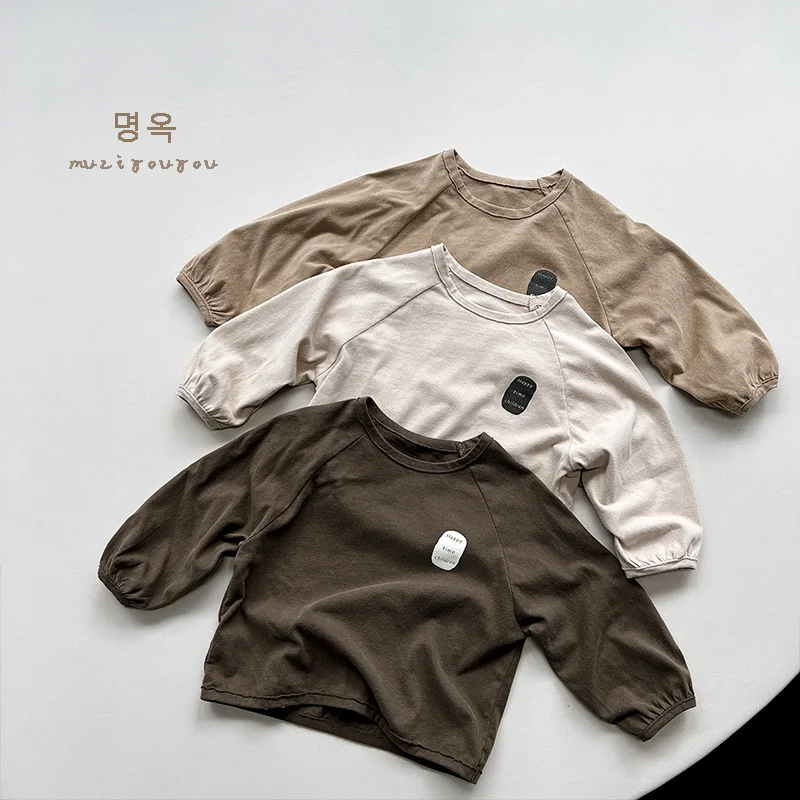 Printed T-shirt Stylish Long-sleeved Base Shirts Boys Grils Children Fashionable Comfortable All-matching Cotton