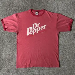 Y2k DR Pepper Ringer Promo T Shirt Adult Size Medium Red