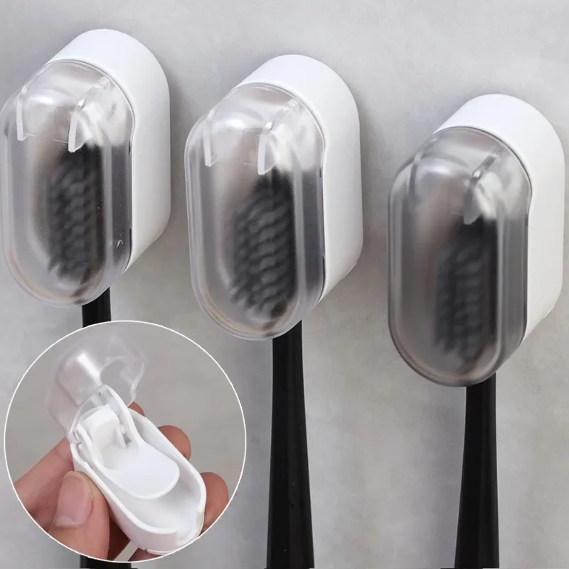 6/1Pcs Wall Mounted Toothbrush Holders Toothbrush Head Cover Dustproof with Lid Toothbrush Organizer Home Bathroom Storage Rack