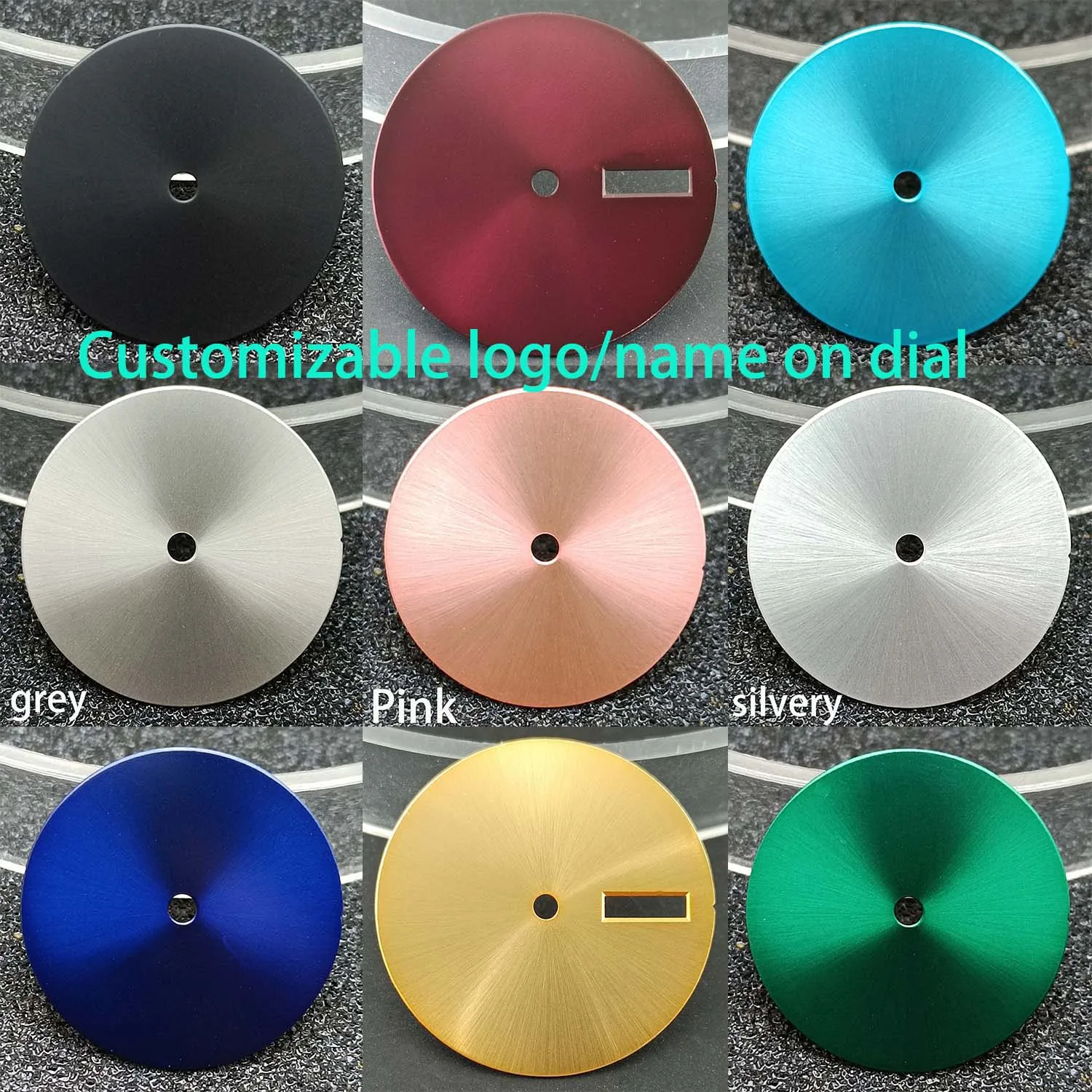 قرص شعار قابل للتخصيص 28.5 ملم قرص سلمون ذهبي أسود غير لامع مناسب لملحقات الساعة الميكانيكية لحركة N H35 N H36