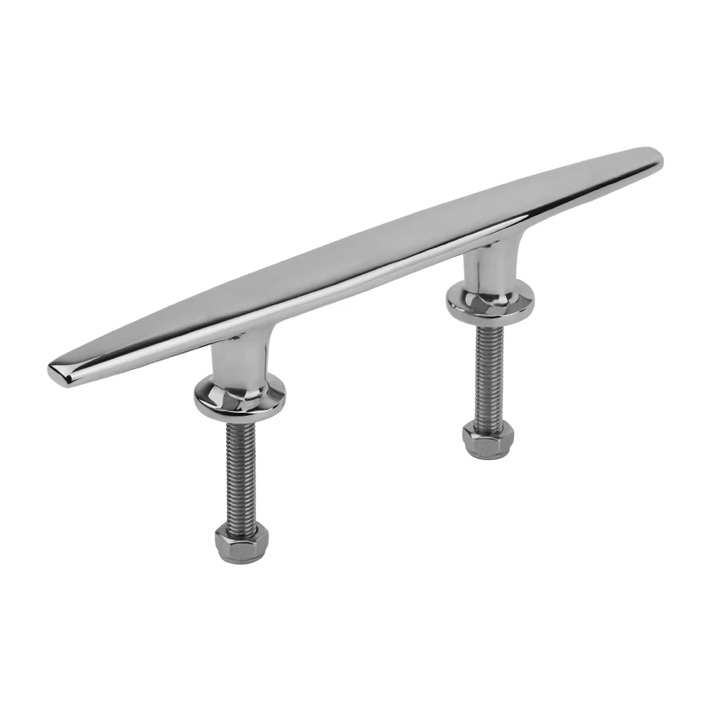 Heavy Duty Stud Mount Flat Top Cleat for Boat Dock Open Cleats 316 Stainless Steel Marine Accessories 6/8/10 inch