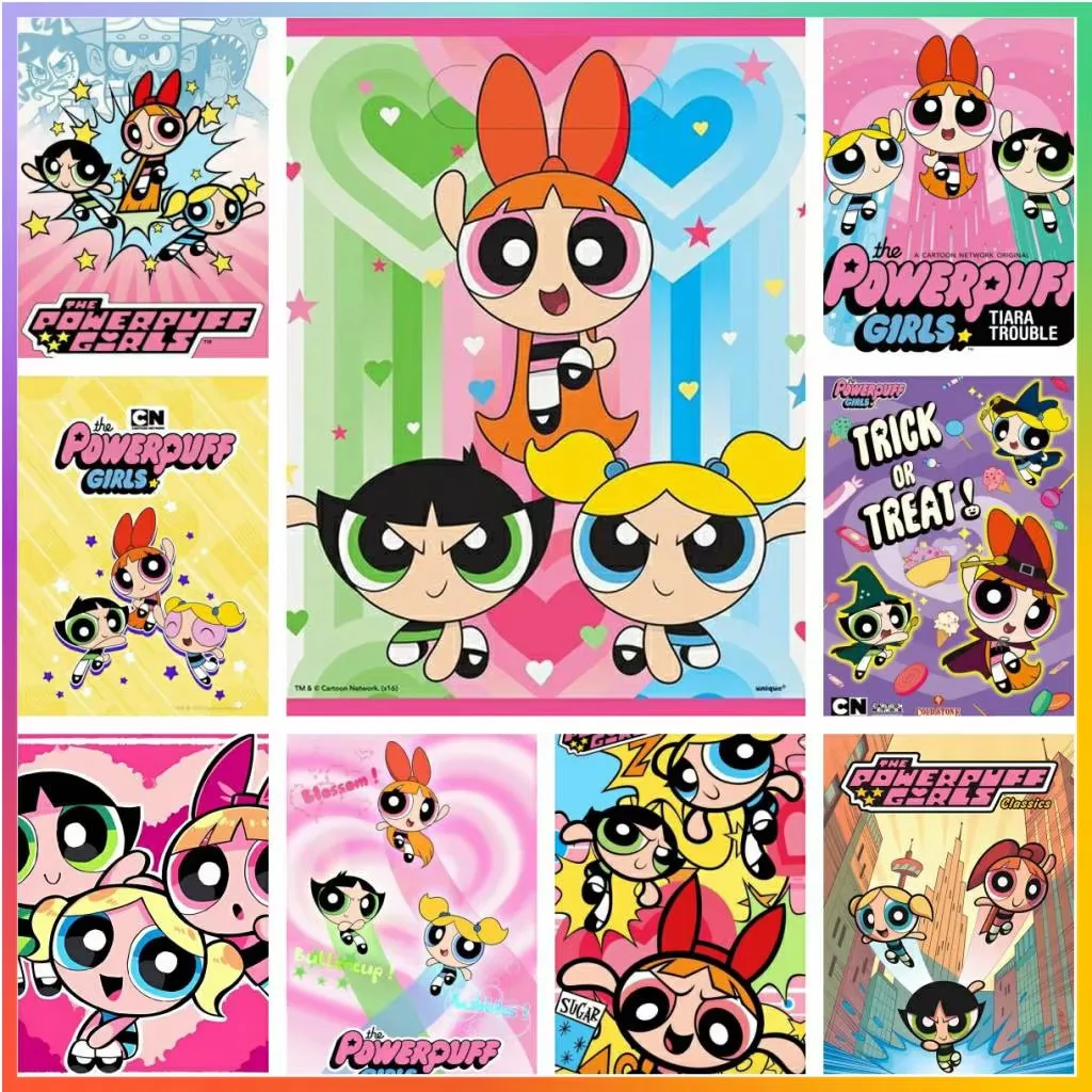 Diamantmalerei Cartoon The-P-Powerpuffs-G-Girls Niedliches Anime-Diamantmosaik Handgemachte Kunst Exquisites Geschenk Heimdekoration