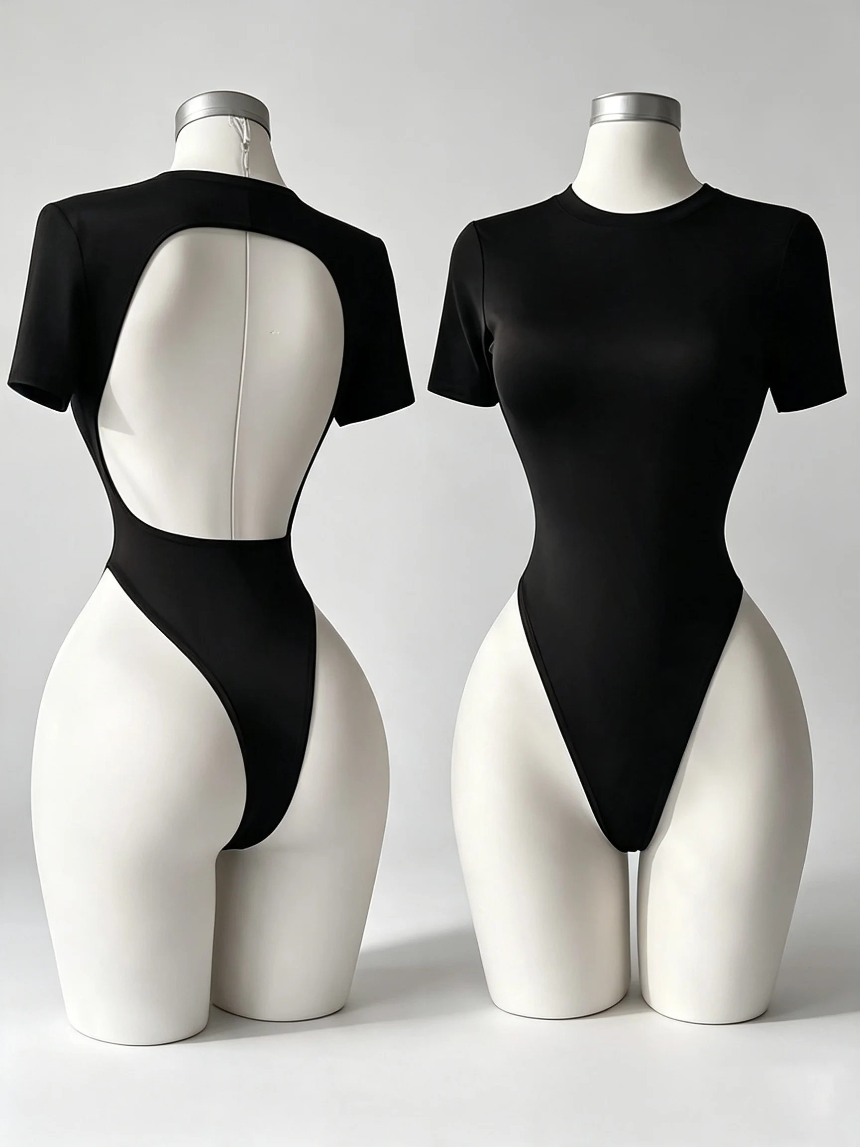Image of Damen Basic Einfarbiger Hochwertiger Rückenfreier Body