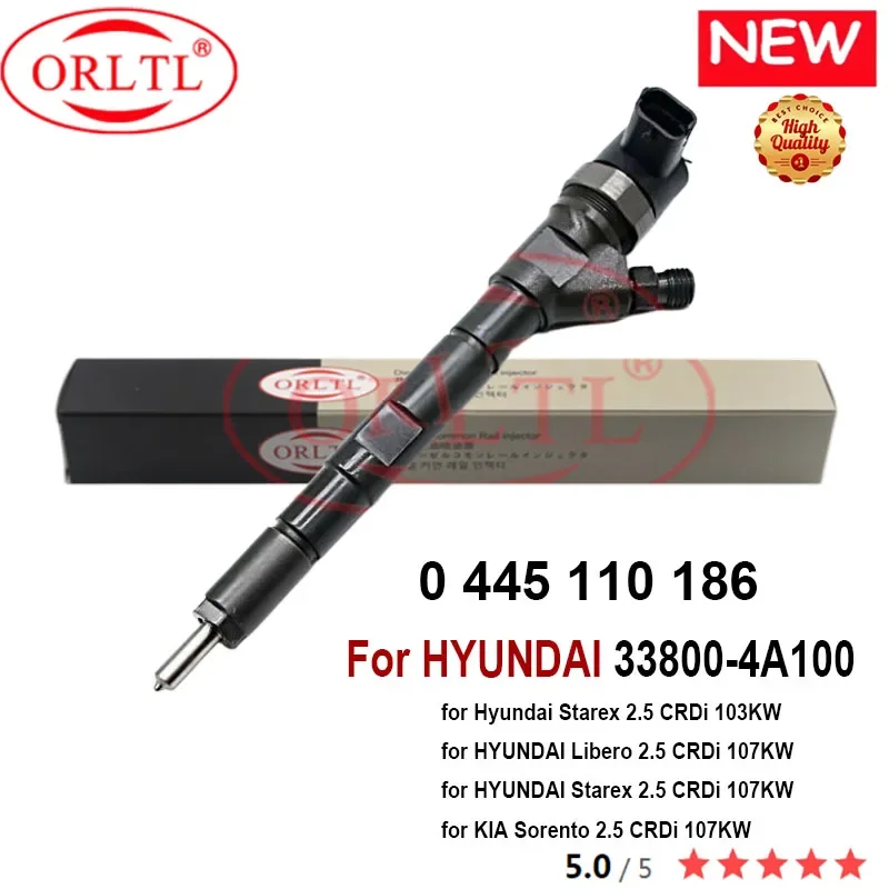 

ORLTL Genuine 0445110186 0445 110 186 33800-4A100 338004A100 Common Rail Injector For Hyundai Starex/Libero/Starex 2.5CRDi