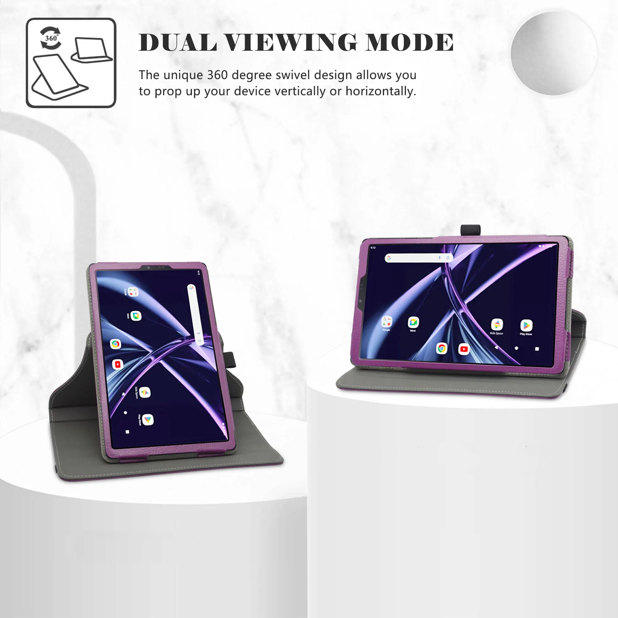 360 Degree Rotary Rotating PU Leather Case  for 8.7