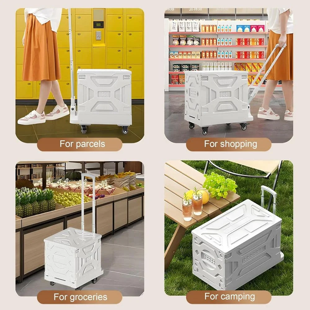 عربة أدوات دوارة قابلة للطي 19.68 بوصة. خزانة تخزين مكتبية بيضاء اللون مع عجلات رف واحدة، خفيفة الوزن #2