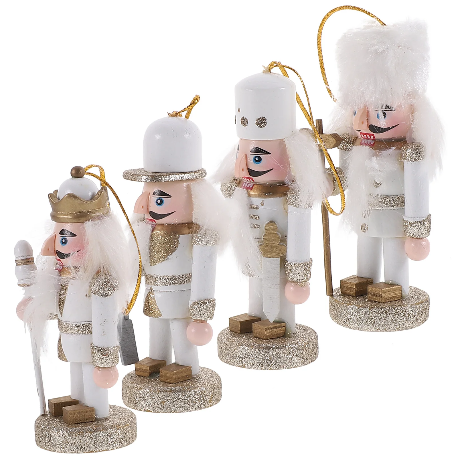 

4Pcs Wooden Nutcracker Ornaments Christmas Decor for Home Table Mantel Shelf Holiday Display Festive Xmas Decoration