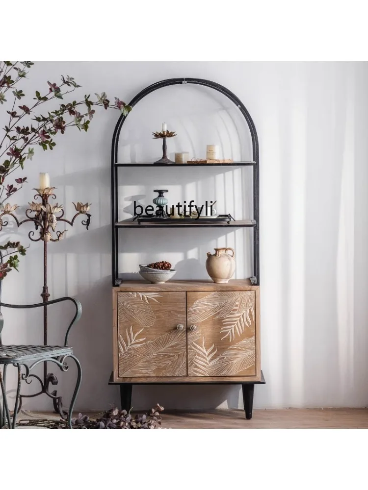 French Pastoral Style Retro Magazine Shelf Creative Distressed B & B Home Display Stand