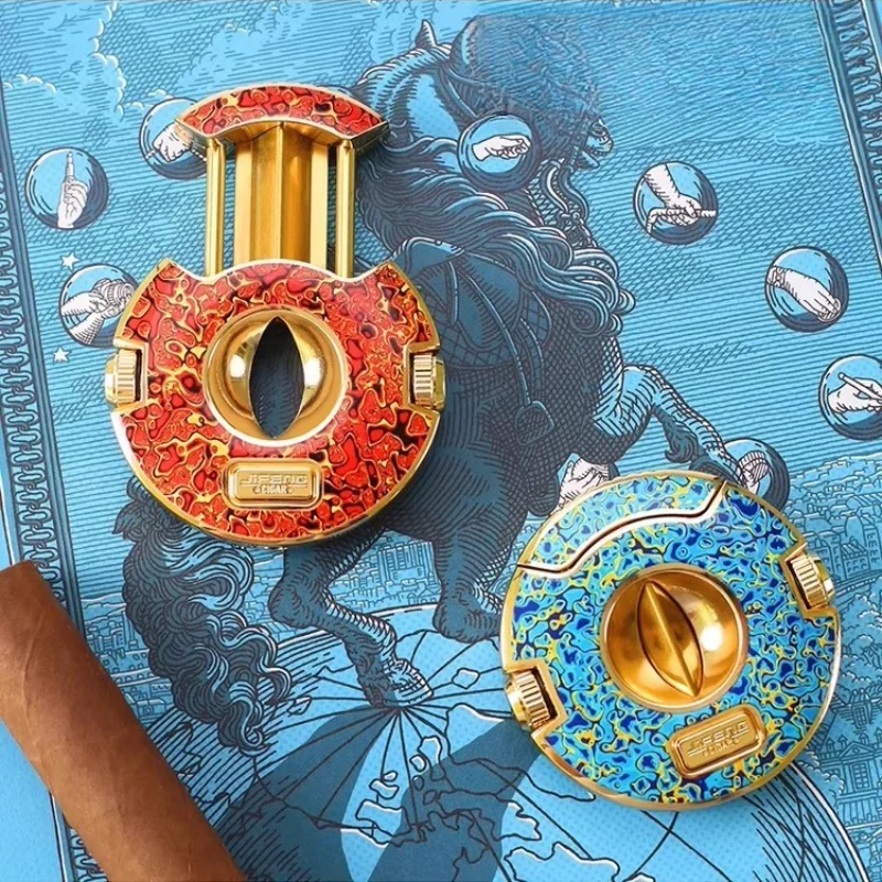 3-in-1 intangible cultural heritage lacquer cigar cutter with cigar hole opener on both sides, cigar cutter gift box