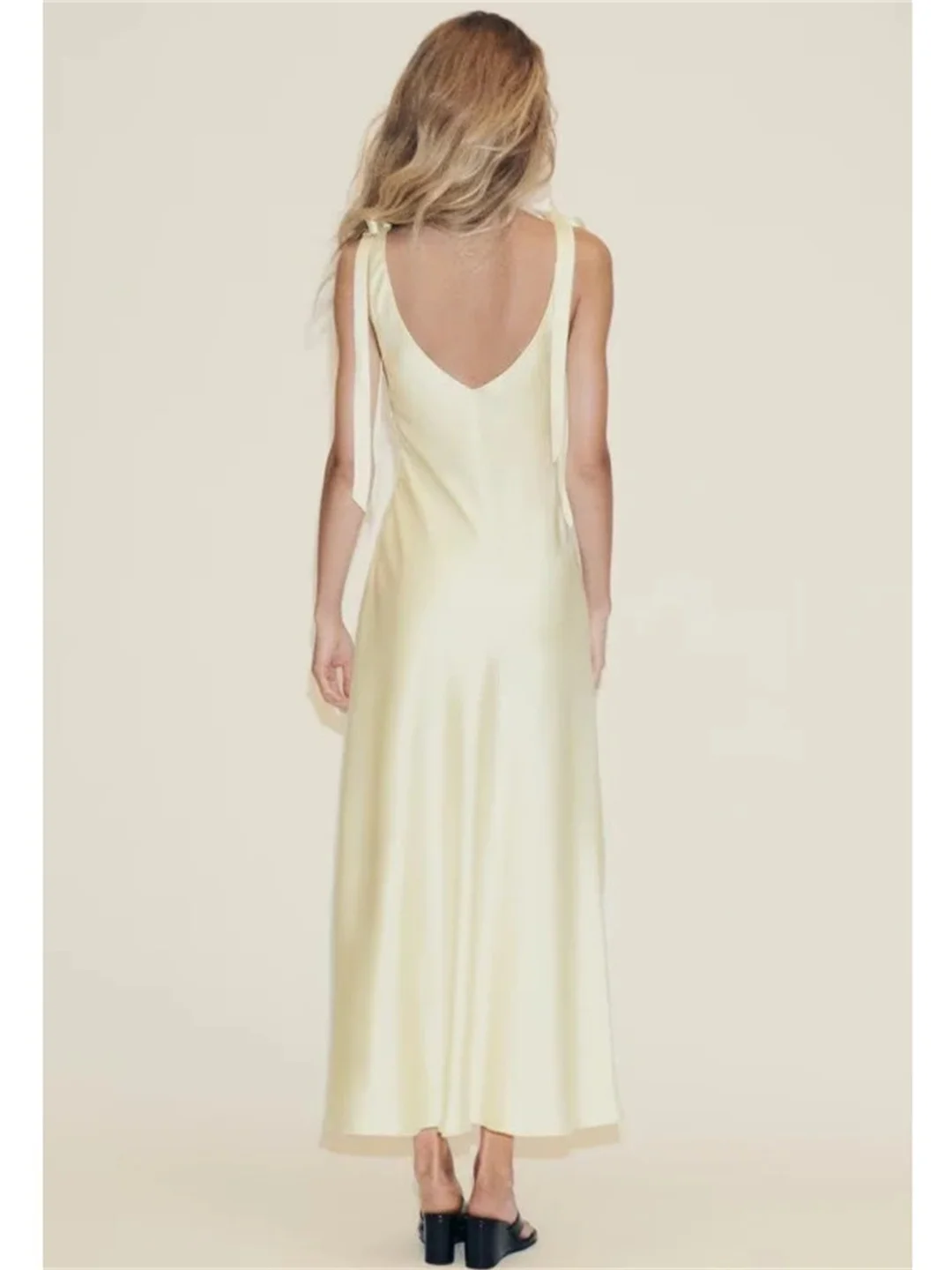 Nouveau automne Faion femmes conception soie Satin sensation Strapl Dr noeud décoration taille haute coton Polyester jupe