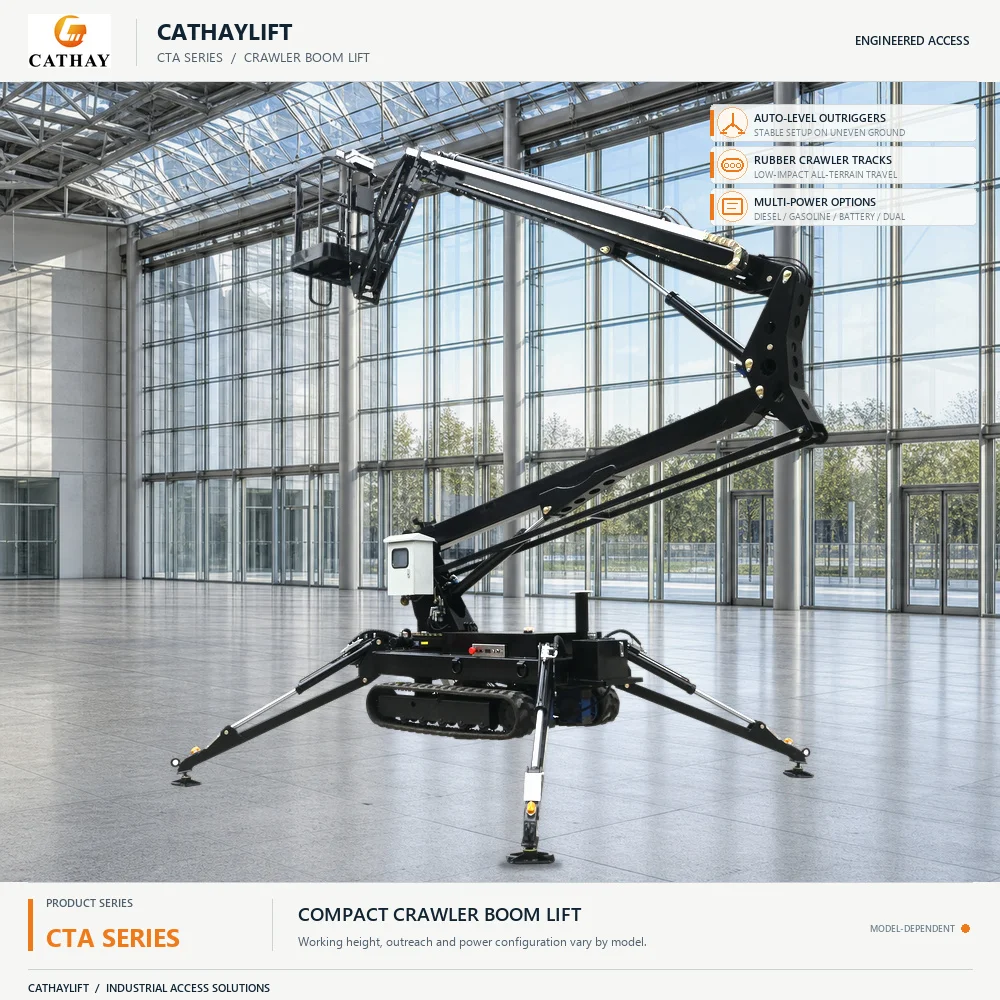 High Quality New Hydraulic Aerial Man Lift Work Platform Adjustable Crawler Tracked Spider Boom Lift with Remote Control
