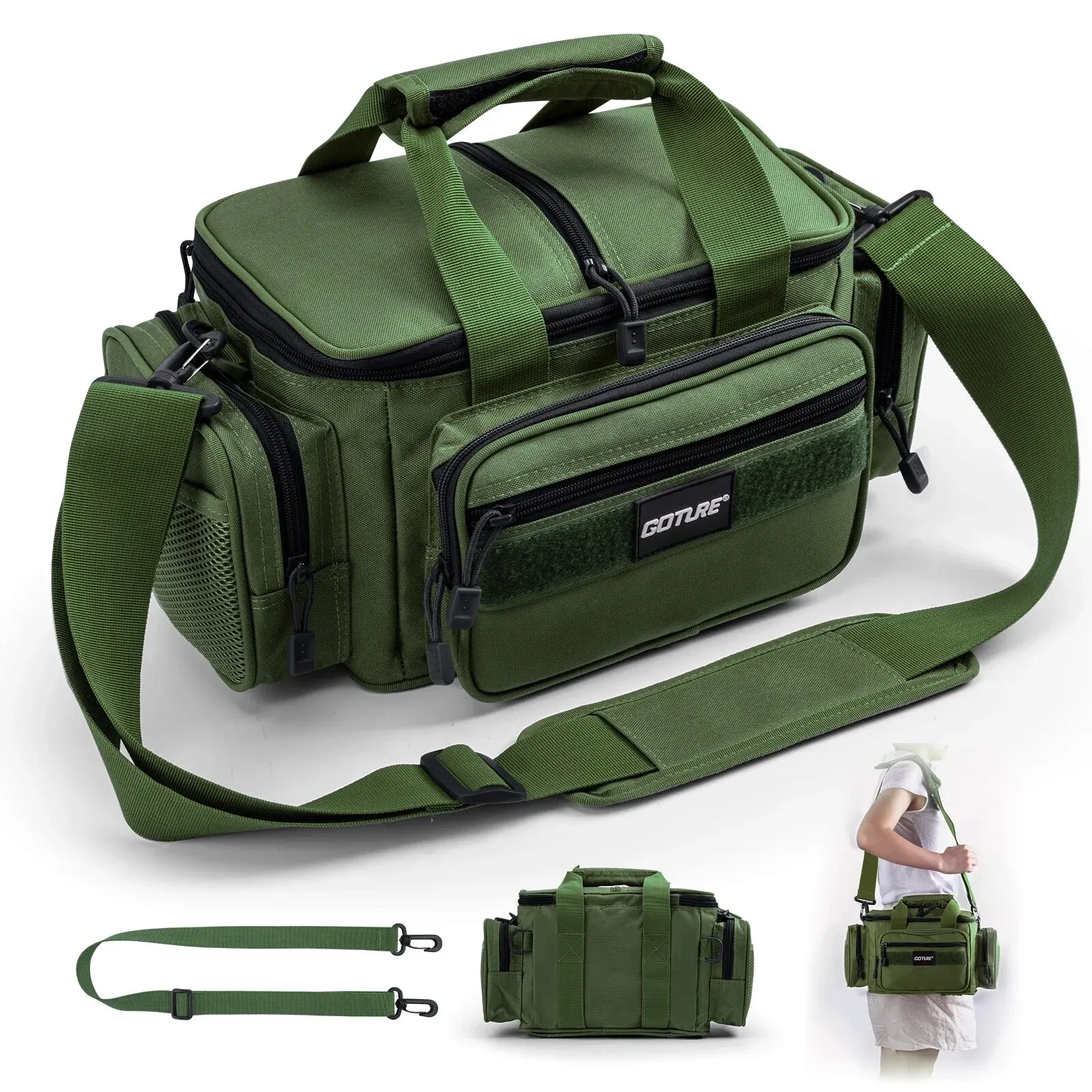 Goture Angelgerät Taschen 38*23*19 cm Schulter Tasche Hohe Kapazität 600D Oxford Tuch Outdoor Radfahren Rucksack Camping picknick Tasche 5