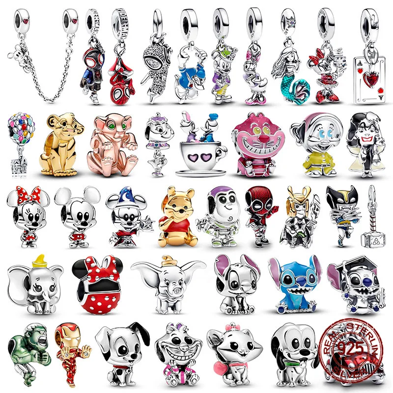 جديد ديزني ميكي ميني مطرز مارفل Lron رجل سحر بلاتا دي لي 925 الأصلي صالح سوار DIY بها بنفسك صنع المجوهرات هدية المرأة #1