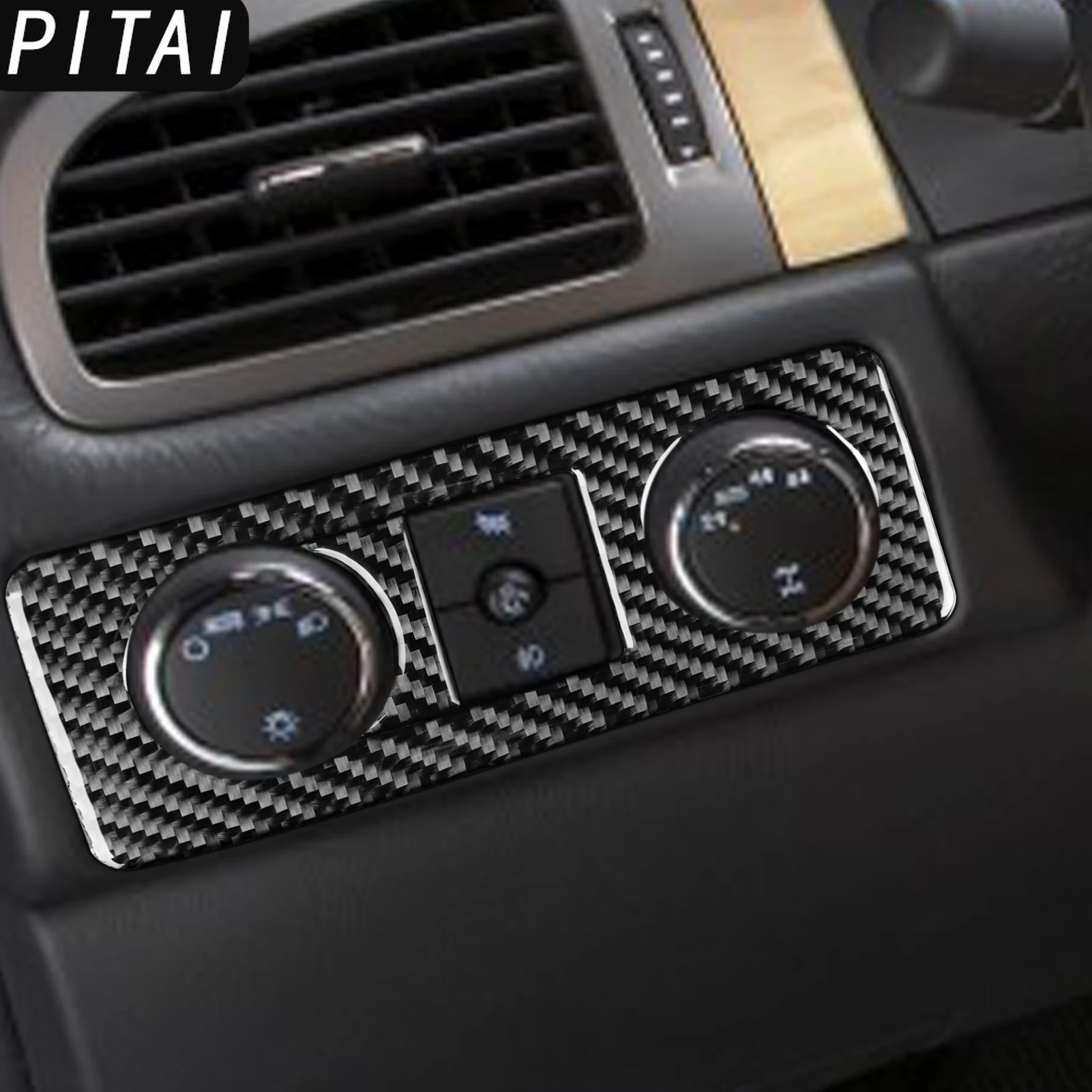 For Chevrolet Silverado Tahoe GMC Avalanche LTZ Sierra SLT 07-13 Carbon Fiber Headlight Switch Cover Trim Car Interior Sticker