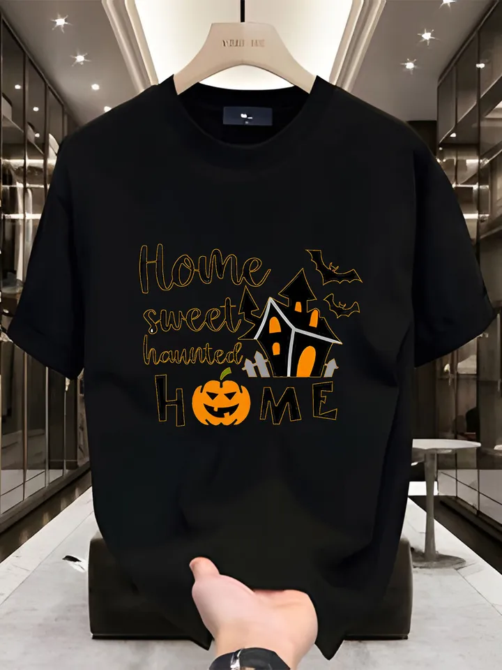 Men's Oversized Halloween Graphic T-Shirt for Casual Wear