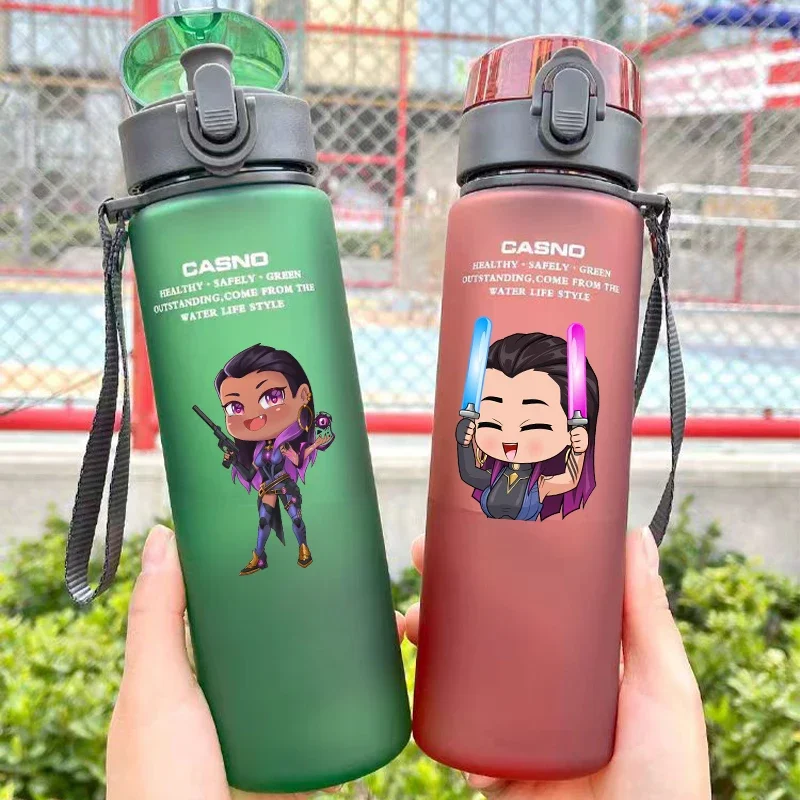 

Anime VALORANT Q Version Cartoon Reyna Expression Pack Printing Portable Plastic Cup with Lid Frosted Sports Water Cup Summer