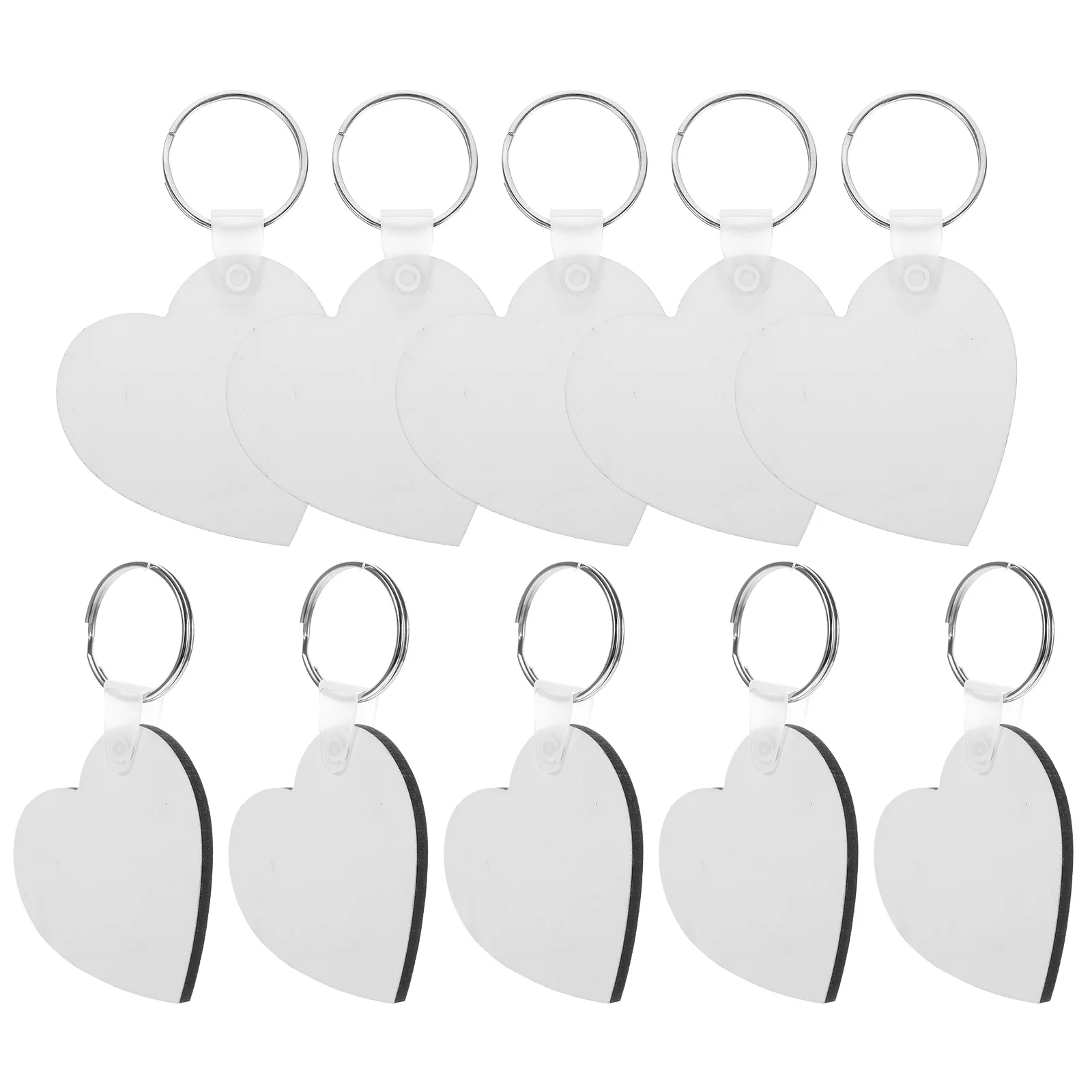 10 قطعة سلسلة المفاتيح على شكل قلب الفراغات التسامي Craft بها بنفسك الحرفية حلقة رئيسية قلادة الزخرفية نقل الحرارة لحقيبة العلامات حلية