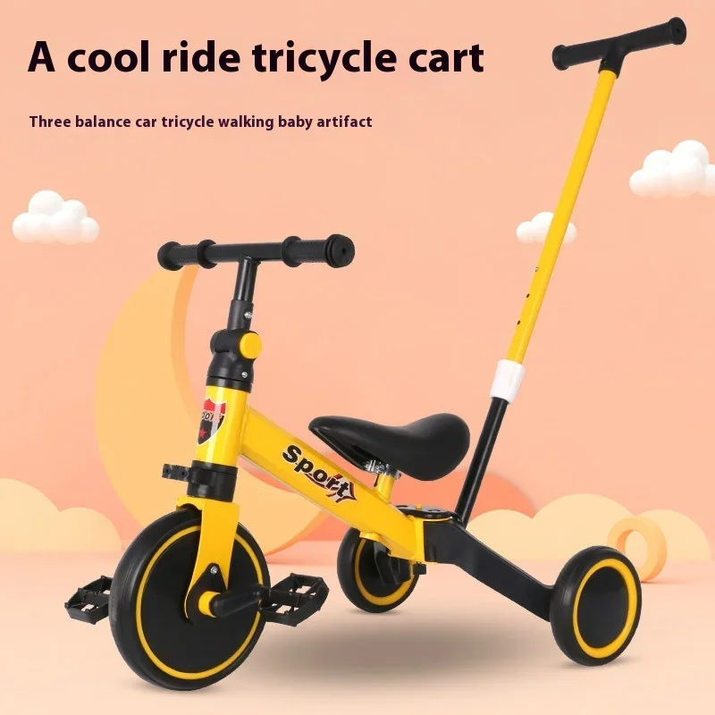 

Safety Children's Scooters Portable Non-slip 3 Wheel Balance Bikes for Kids Aged 1-3 Lightweight Pedal Bicycles with Push Handle