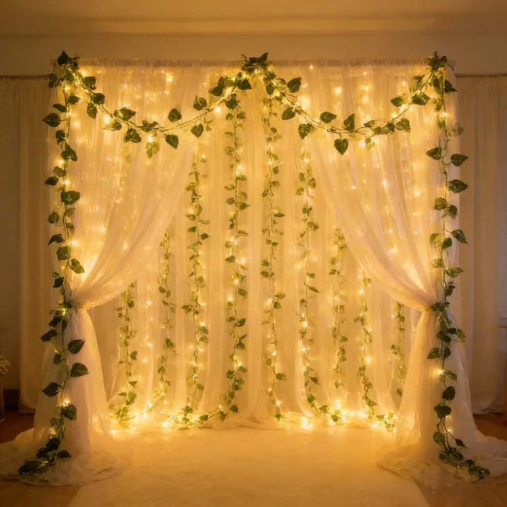 

Fairy Battery Operated LED Garland Green Leaf Lamp String Yard Light Perfect for Party Wedding Room Christmas Decoration Outdoor