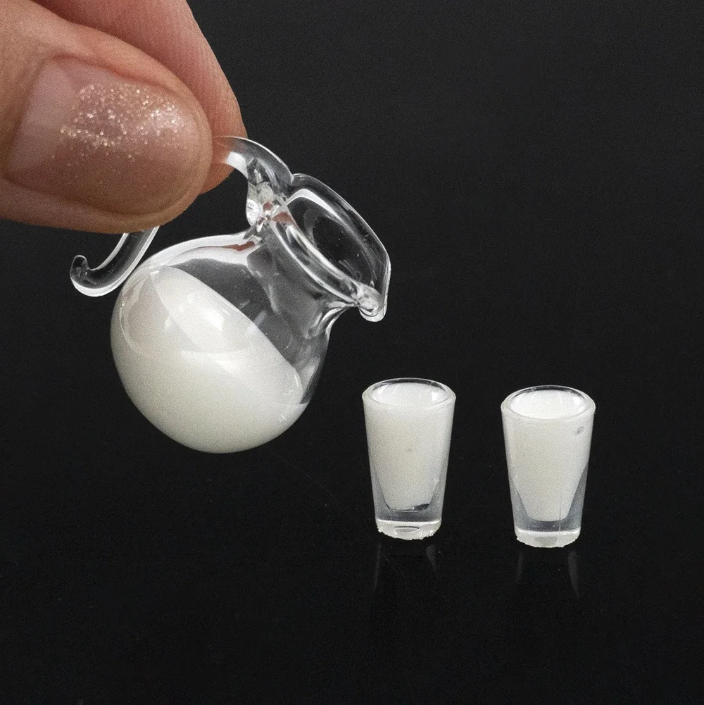 1/12 Dollhouse Miniature เหยือกน้ําชุดถ้วยมินินมหม้อถ้วยเครื่องดื่มของเล่นตุ๊กตาอุปกรณ์ House ตกแต่ง ob11 bjd