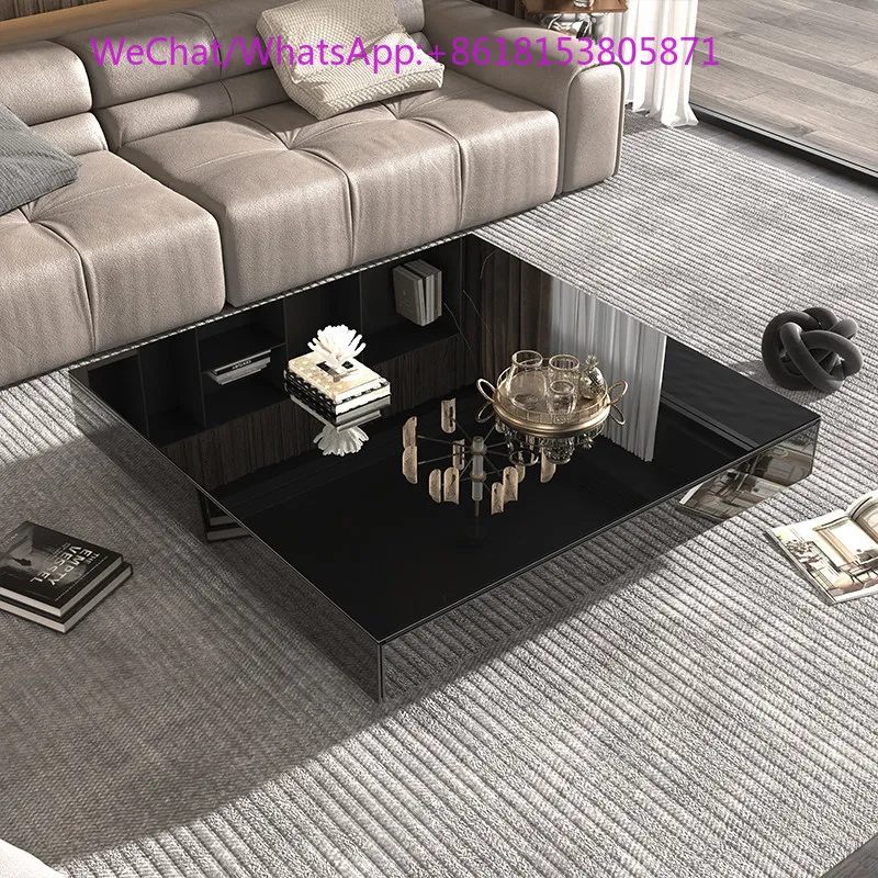 Suspension household modern simple light luxury Italian luxury stone coffee table glass coffee table living room