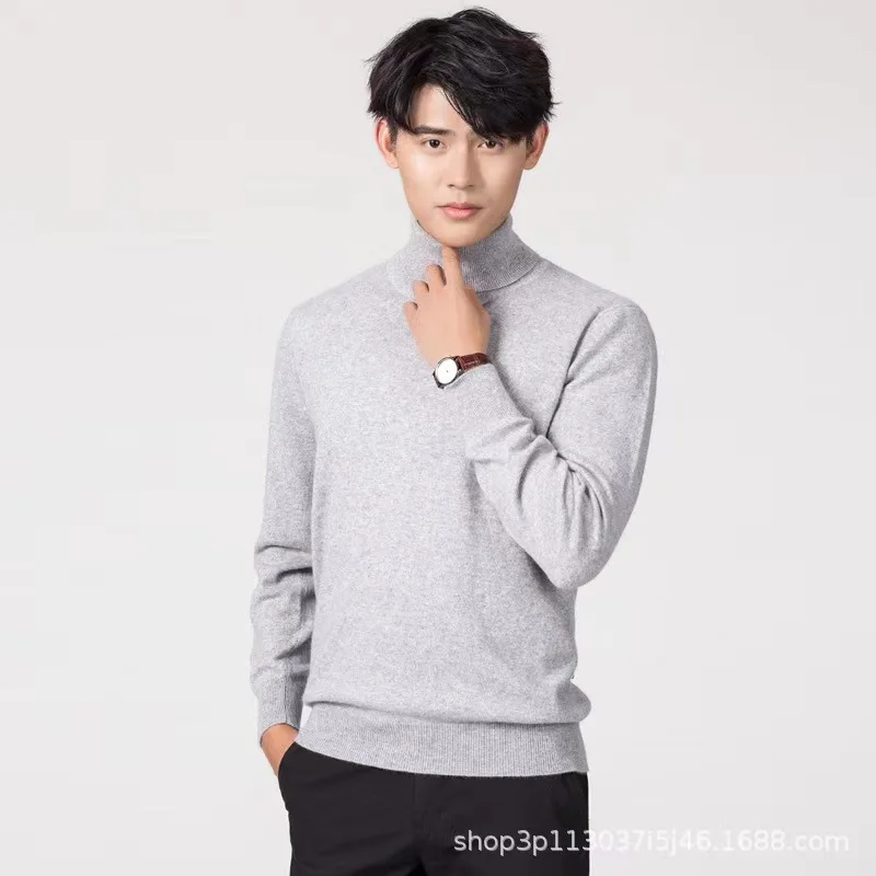 Autumn and Winter Cashmere Sweater Men\'s Pullover Half High Collar Soft and Warm Pullover Knitted Sweater Men\'s Sweater