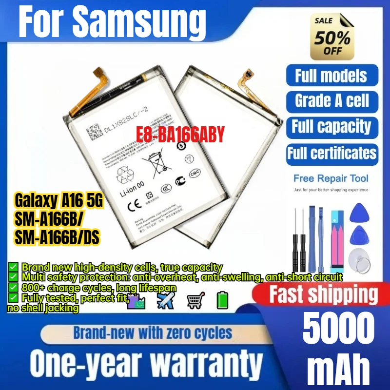 E8-BA166ABY for Samsung Galaxy A16 5G/SM-A166B/SM-A166B/DS Phone Battery  High Capacity Battery Replacement Bateria with Tools