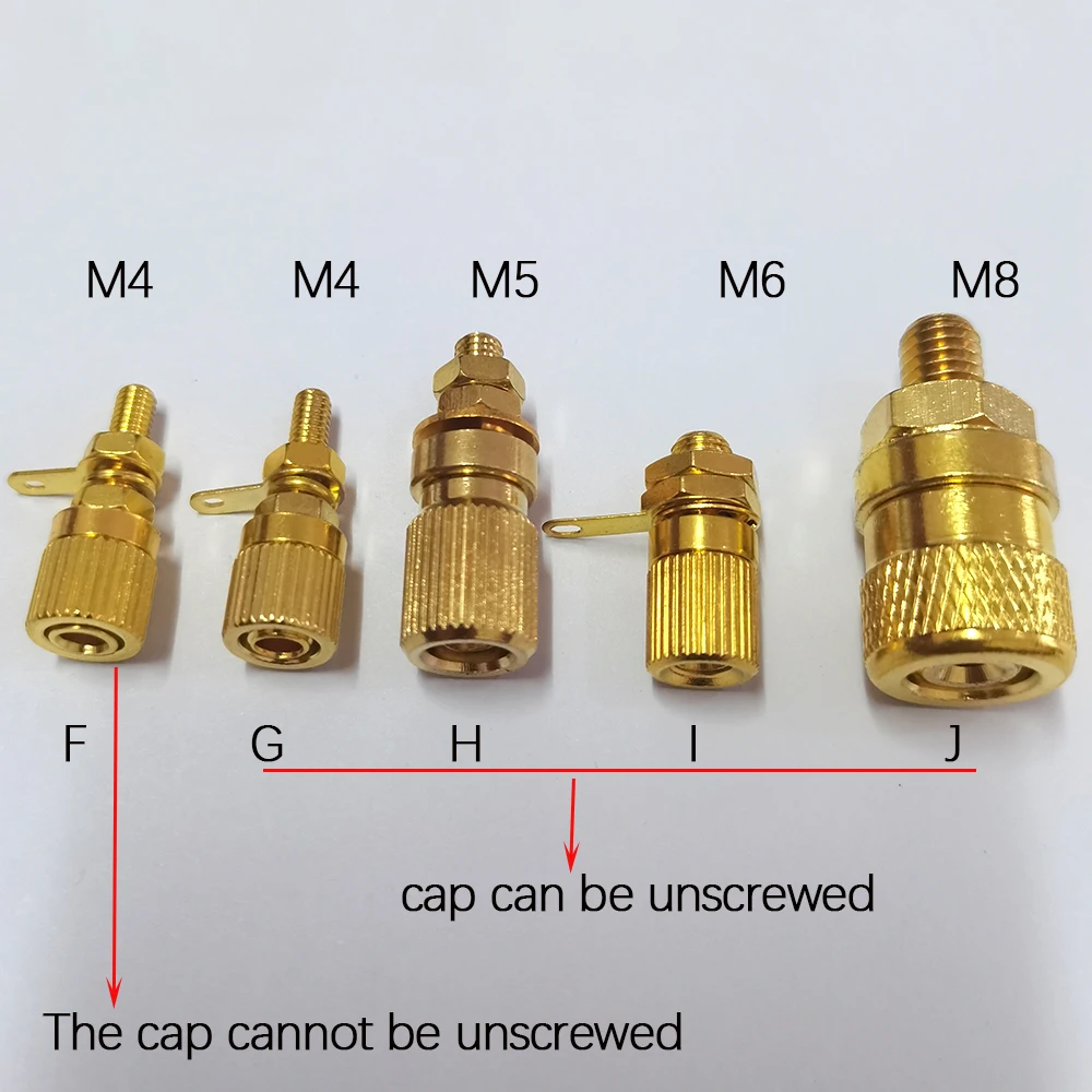 M4 M5 M6 M8 Bündelklemmen 8/6/5/4mm Bananenbuchsen-Anschluss Kupfer Nickel Vergoldet Hochstrom-Steckverbinder für Verstärker Lautsprecher – Detail 6