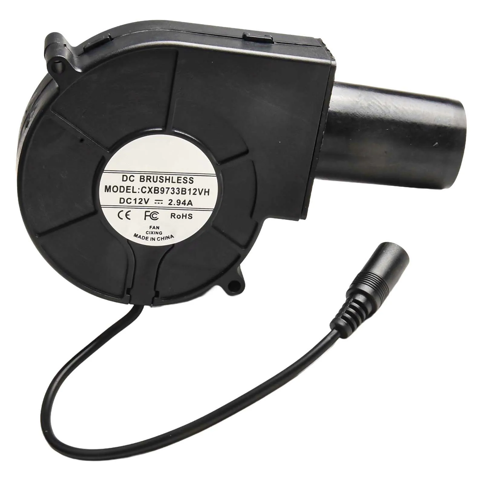 9733 Blower DC12V 2.7A Firewood BBQ Stove Double Ball High Air Volume Turbo Fan DC Interface Blower Electronic Power Tools