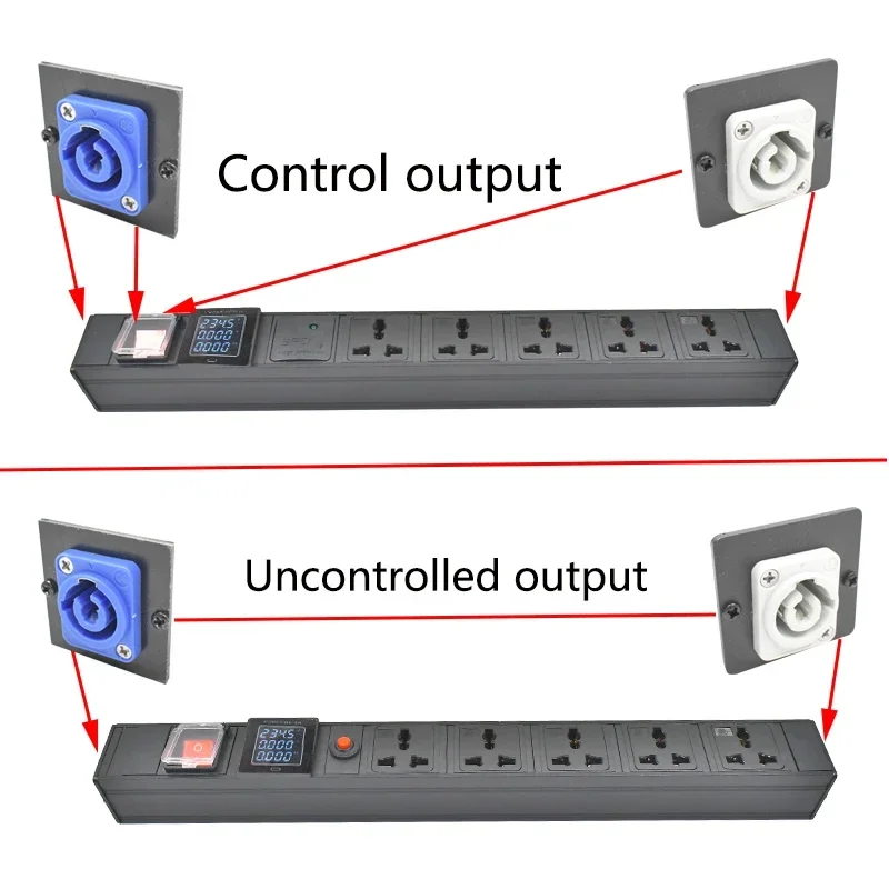 Сетевой шкаф PDU с удлинителем, универсальная розетка 1-6AC, 10 А, с двойным выключателем, амперметром, беспроводной разъем для защиты от перенапряжения