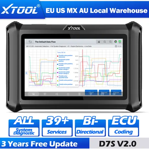 XTOOL D7S V2.0 Car Diagnostic Tools CAN FD DOIP FCA ECU Coding XTOOL D7 OBD2 Auto Automotive Tool Scan All System 39+ Reset