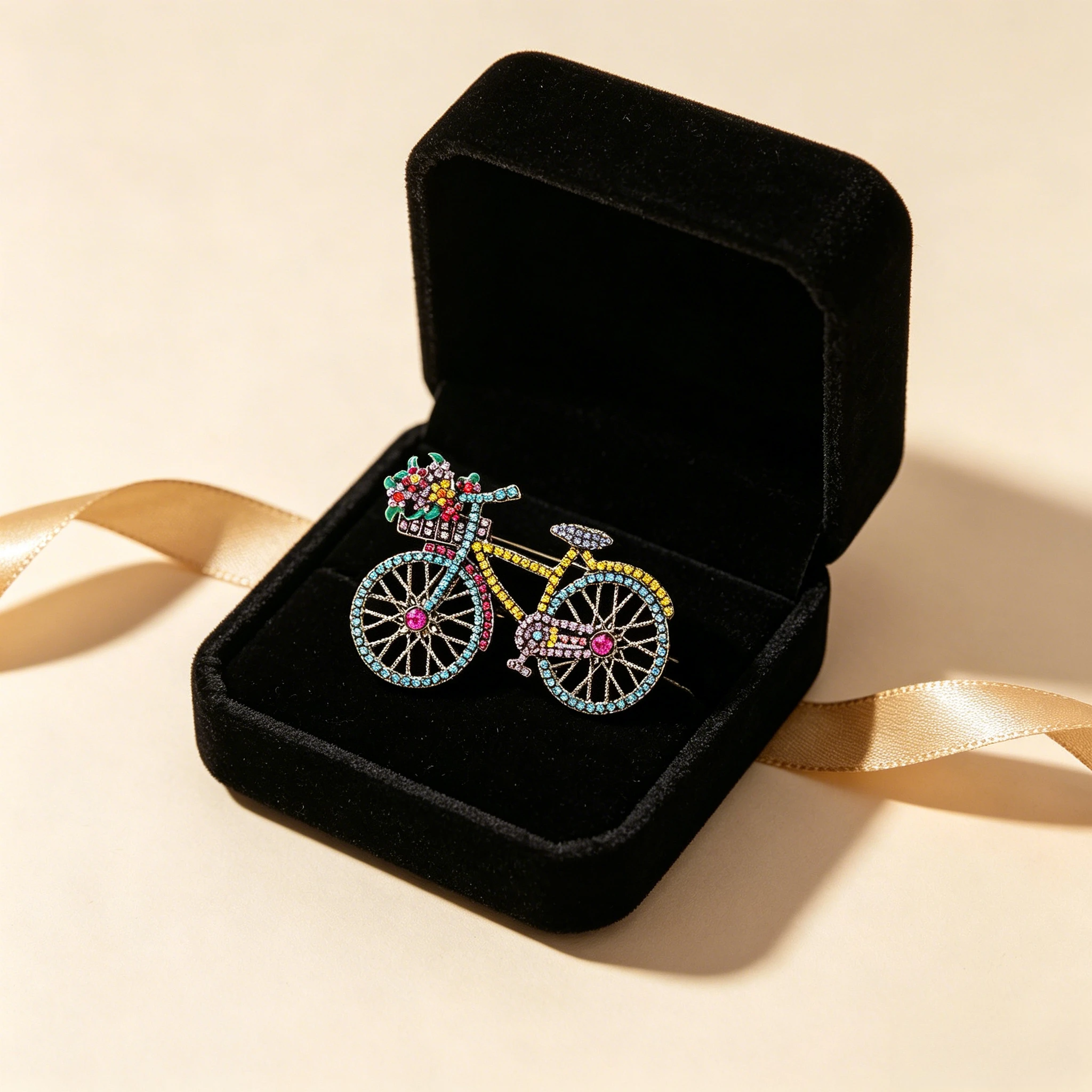 

Vintage Colorful Rhinestone Bicycle Brooch for Women, Retro Flower Basket Bike Crystal Pin, Antique Metal Multi Color Rhinestone Lapel Pin, Elegant Suit Coat Hat Decor Brooches, Fashion Wedding Party Jewelry Gift for Ladies