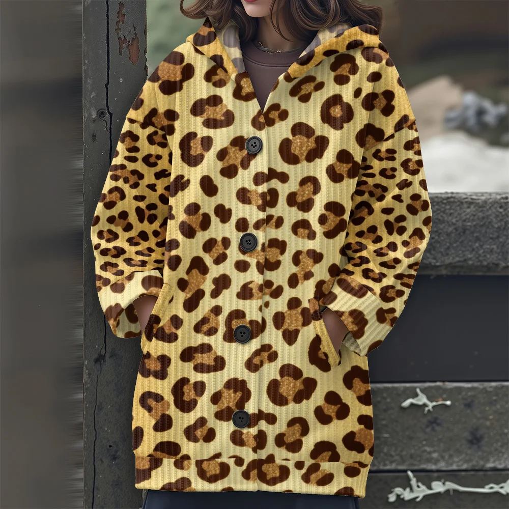 

Новинка 2023 года, женский длинный свитер с текстурой животных, свитер с капюшоном и животным принтом, повседневный женский свитер с текстурой животных